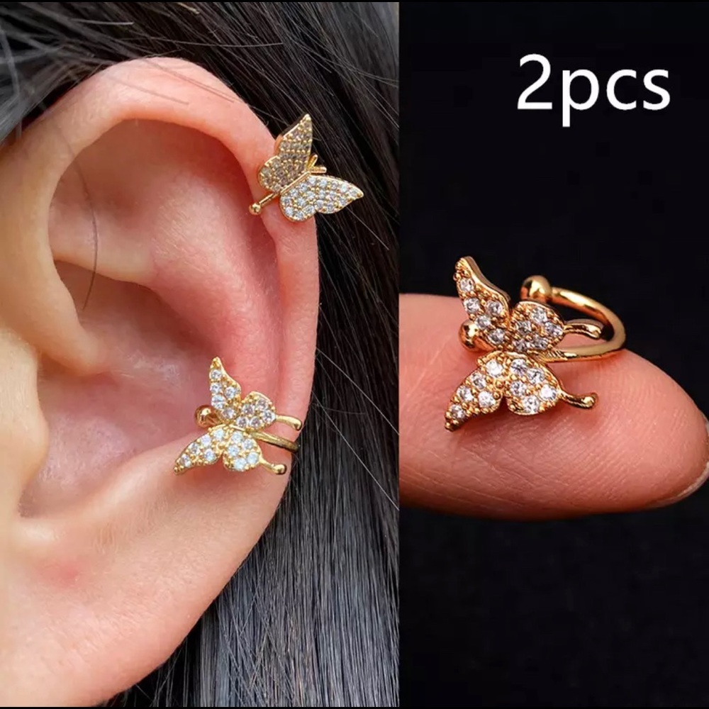 Butterfly Ear Cuff Set of 2 - Picture 2 of 3